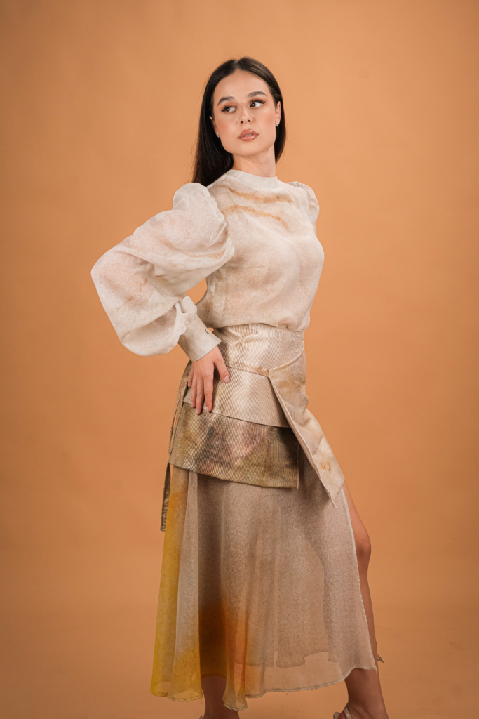 Semi-Sheer Midi Skirt