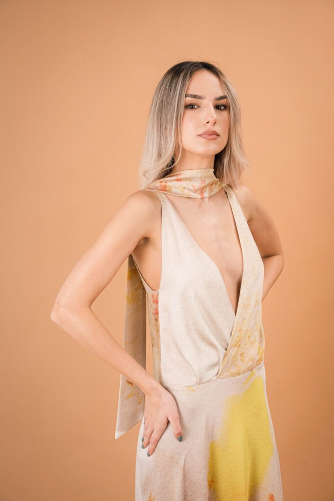 Midi Dress with V-neck